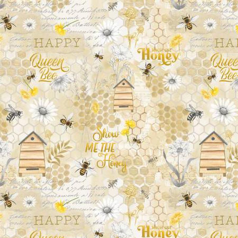 Bee Kind Beige Honey Bee Collage CD3263-BEIGE