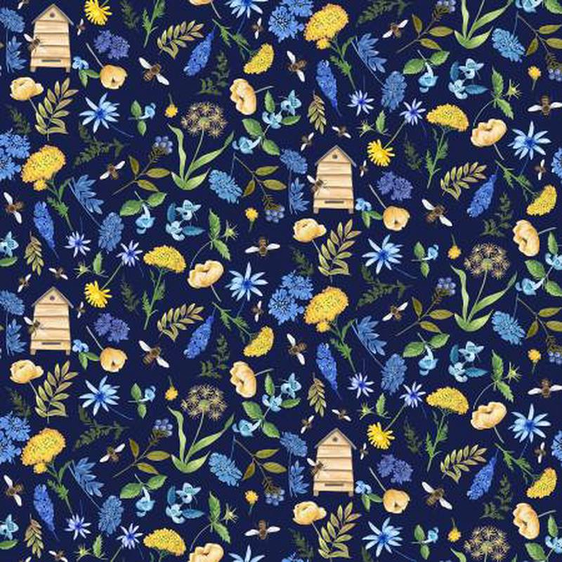 Bee Kind Navy Tossed Small Floral CD3259-NAVY
