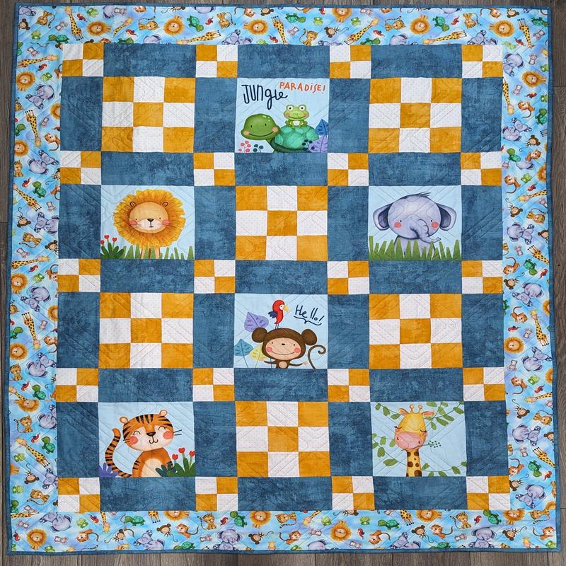 Baby Jungle Animals Finished Item Size: 51" x 64"
