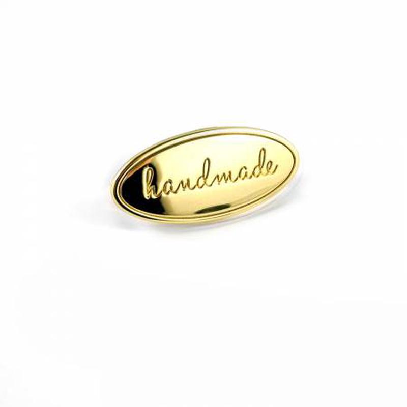 Bag Label Handmade Oval Script Gold
