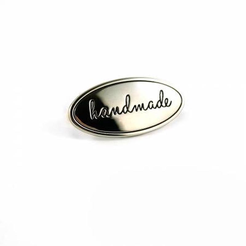 Bag Label Handmade Oval Script Nickle