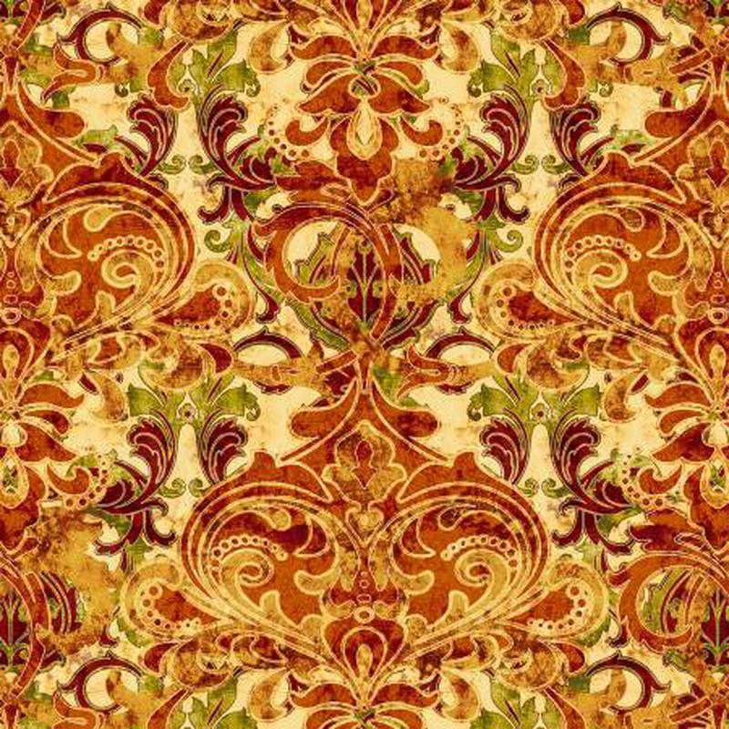 Autumn Field Pumpkin Damask 8370-35