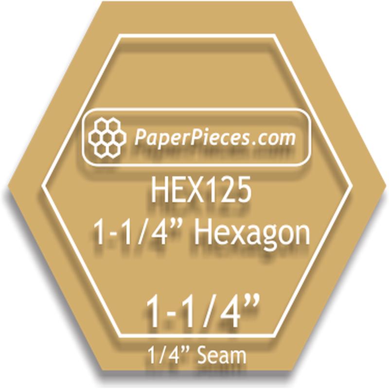 1 1/4" Hexagon Acrylic Template with 1/4" seam allowance