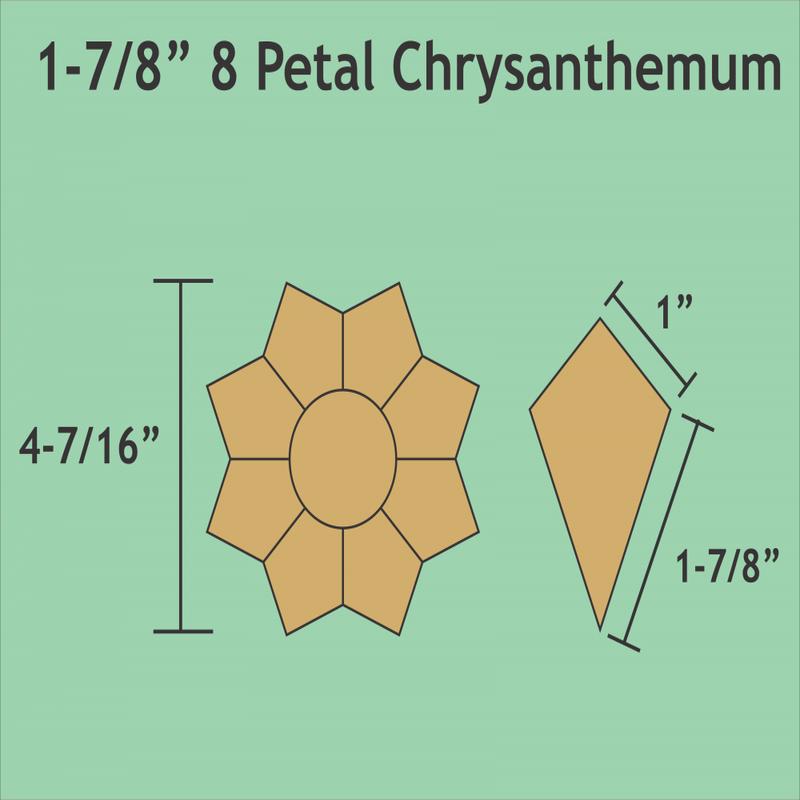 1 7/8" 8 Petal Chrysanthemums English Paper Piecing Papers 48 Complete Plates