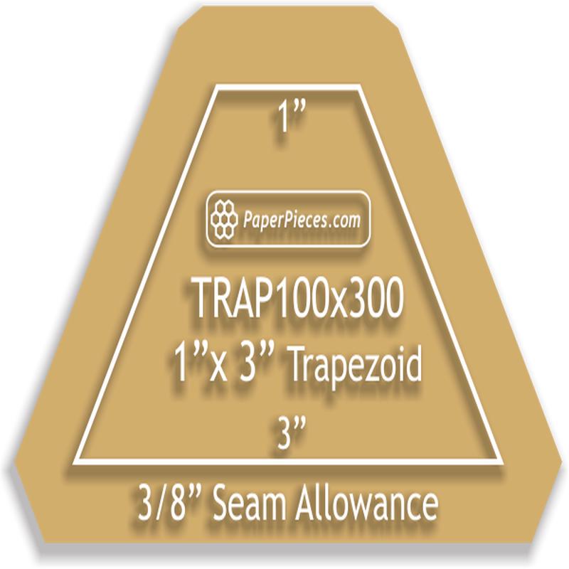 1 x 3 Trapezoid Acrylic Template with 3/8" seam allowance