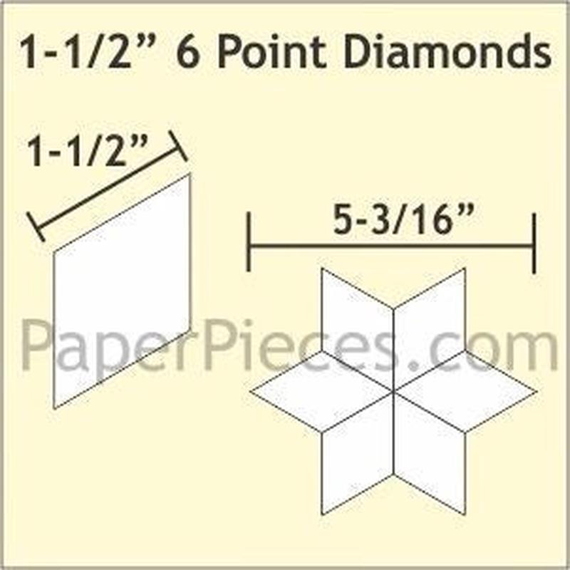 1 1/2" 6 Point Diamond Star English Paper Piecing Papers