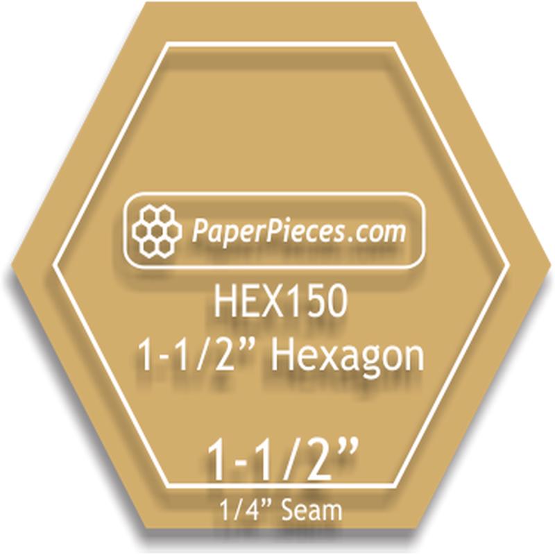 1 1/2" Hexagon Acrylic Template with 1/4" seam allowance
