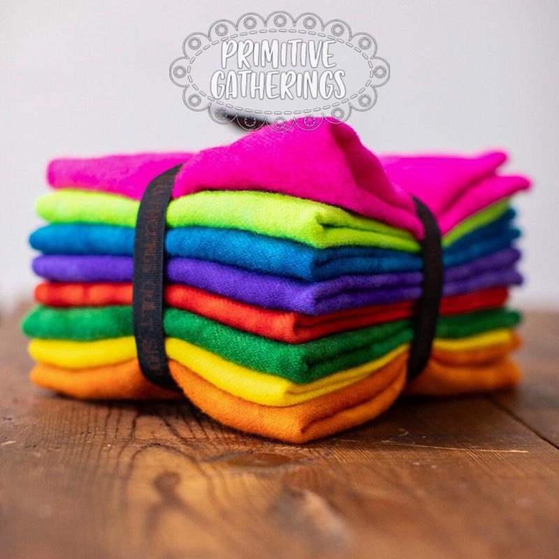 (8) 8" x 14" Wool Piece Bundle Brights #1