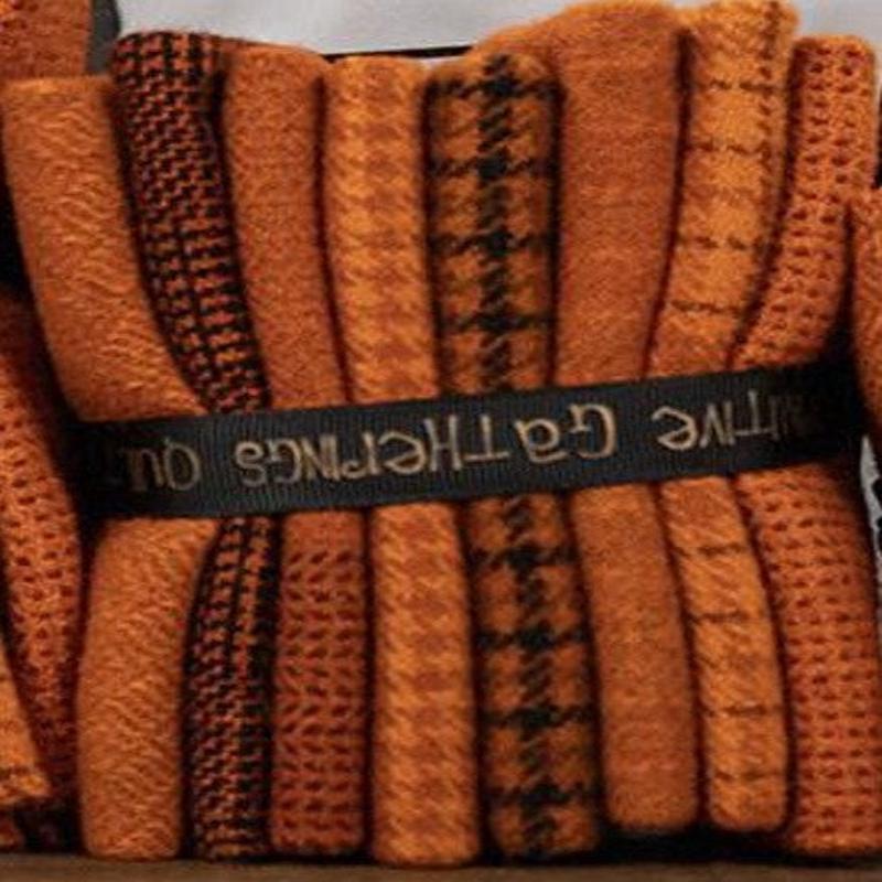 (8) 8" x 14" Wool Piece Bundle Firebird Orange