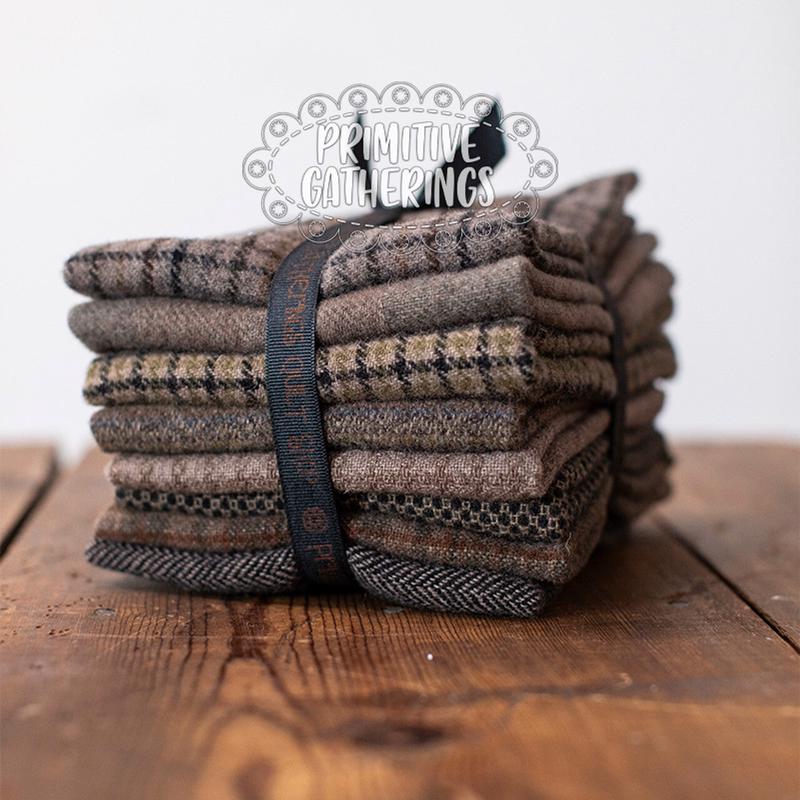 (8) 8" x 14" Wool Piece Bundle Pebble