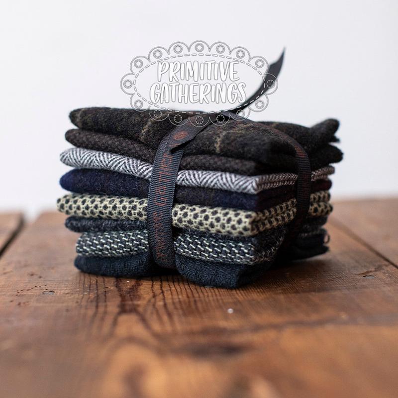 (8) 8" x 14" Wool Piece Bundle Raven