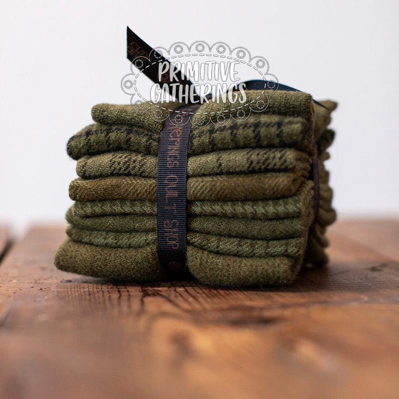 (8) 8" x 14" Wool Piece Bundle Sage