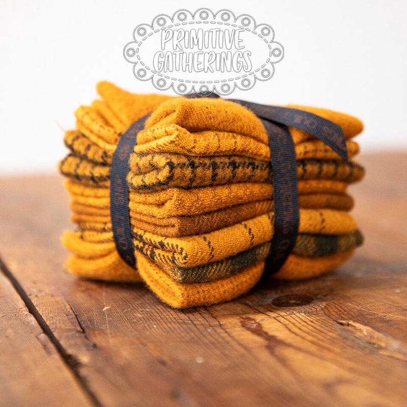 (8) 8" x 14" Wool Piece Bundle Squash