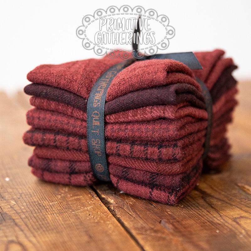 (8) 8" x 14" Wool Piece Bundle St Nick