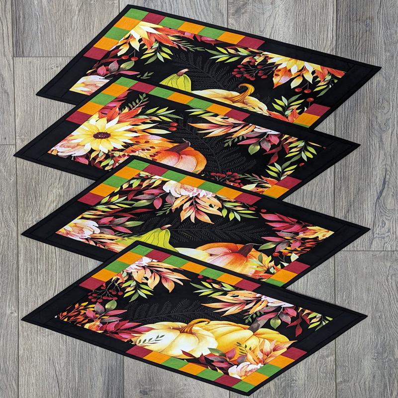 (4) Fall Pumpkin Placemats Size: 14" x 19"