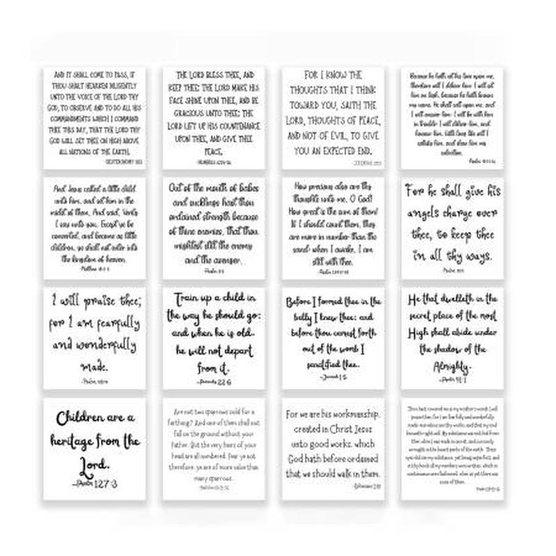 (16) Precut Baby-themed Bible Verse Quilt Squares 5in