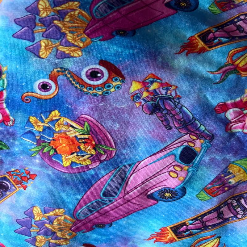 Cotton Spandex - psychedelic space -  Regular Scale - RETAIL