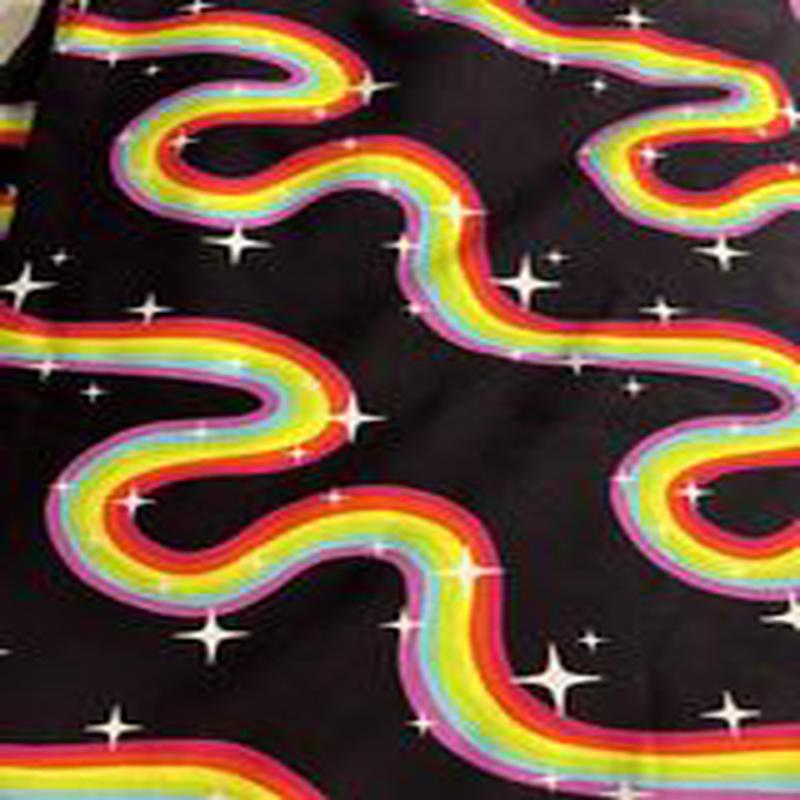 Cotton Spandex - Rainbow Swirls -  6x6 Scale - RETAIL