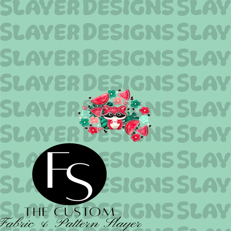 Watermelon Raccoons A - LYSSDOODLES Panel