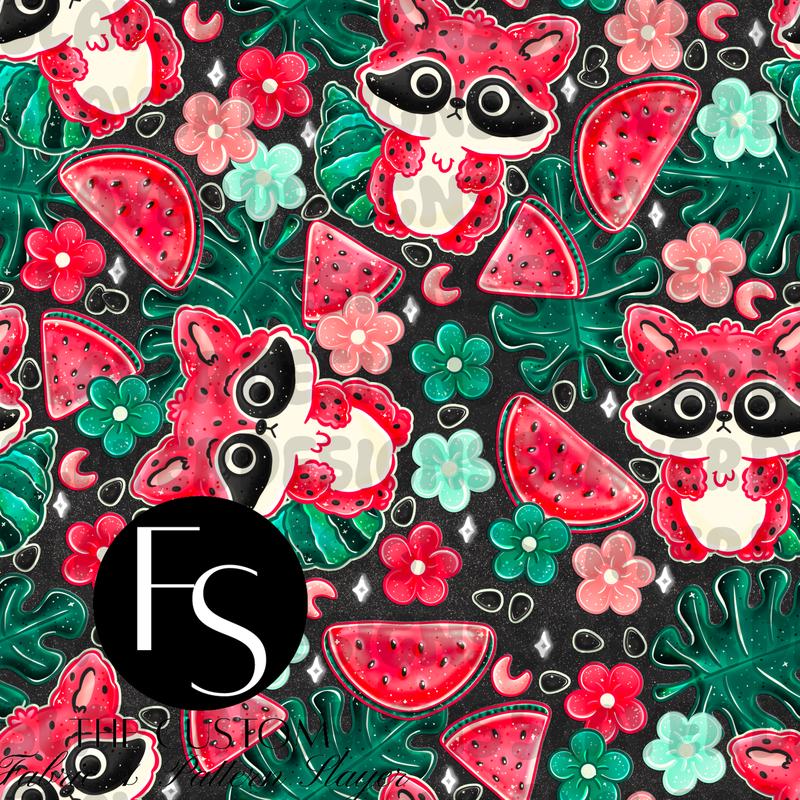 Watermelon Raccoons B - LYSSDOODLES