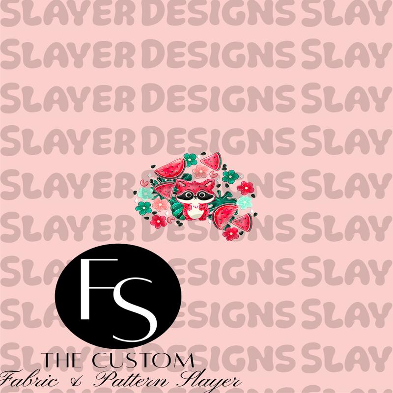 Watermelon Raccoons B - LYSSDOODLES Panel