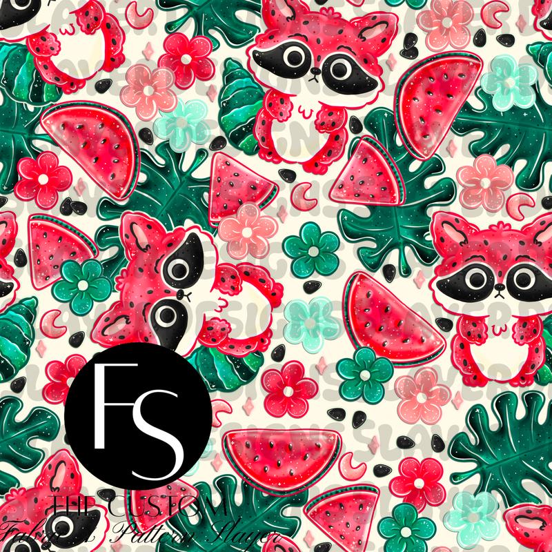 Watermelon Raccoons C - LYSSDOODLES