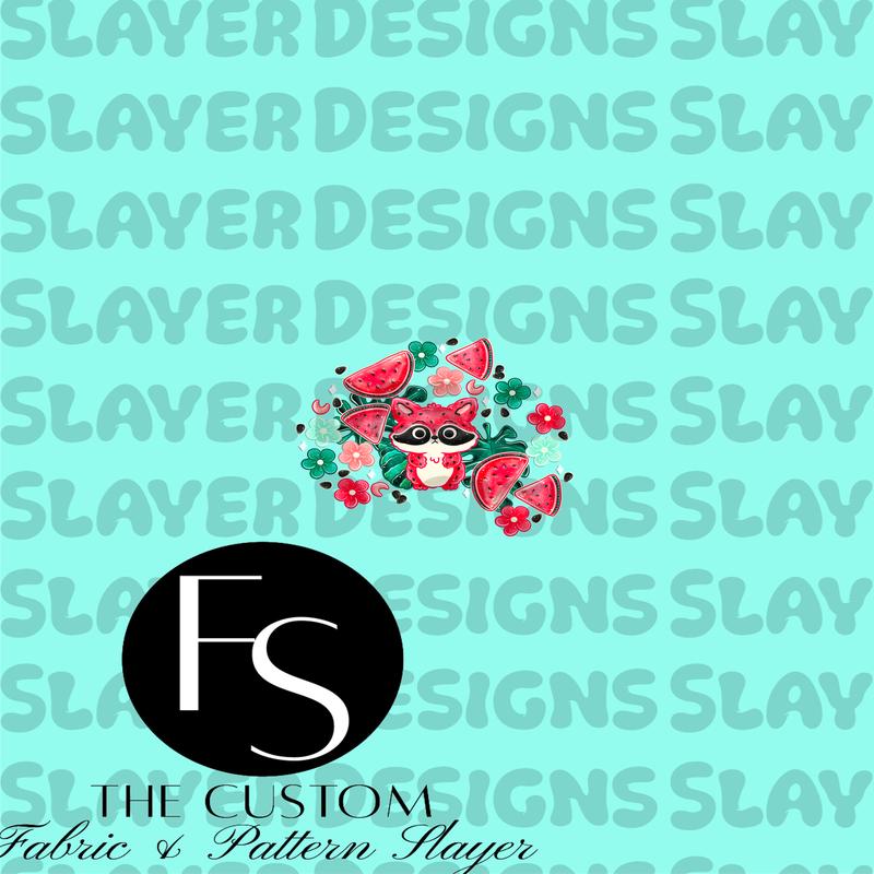 Watermelon Raccoons C - LYSSDOODLES Panel