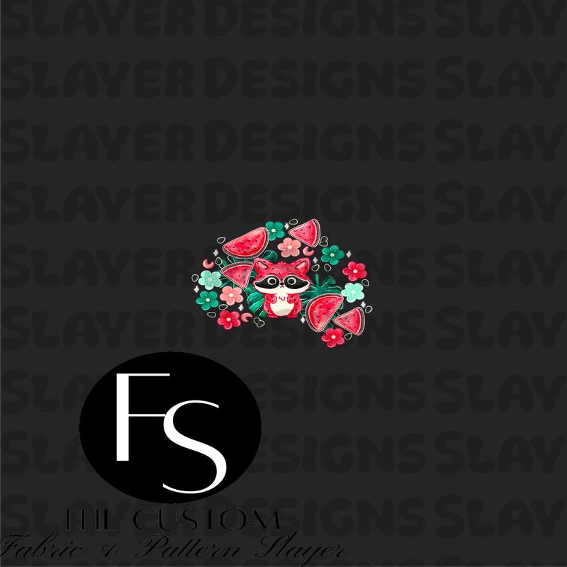 Watermelon Raccoons D - LYSSDOODLES Panel