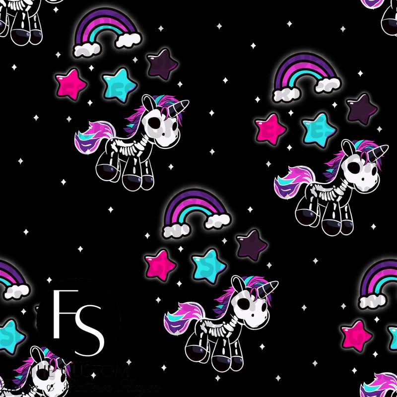 Unicorn Skeleton Sad Goth Girl Coordinate -  FABRICSLAYER