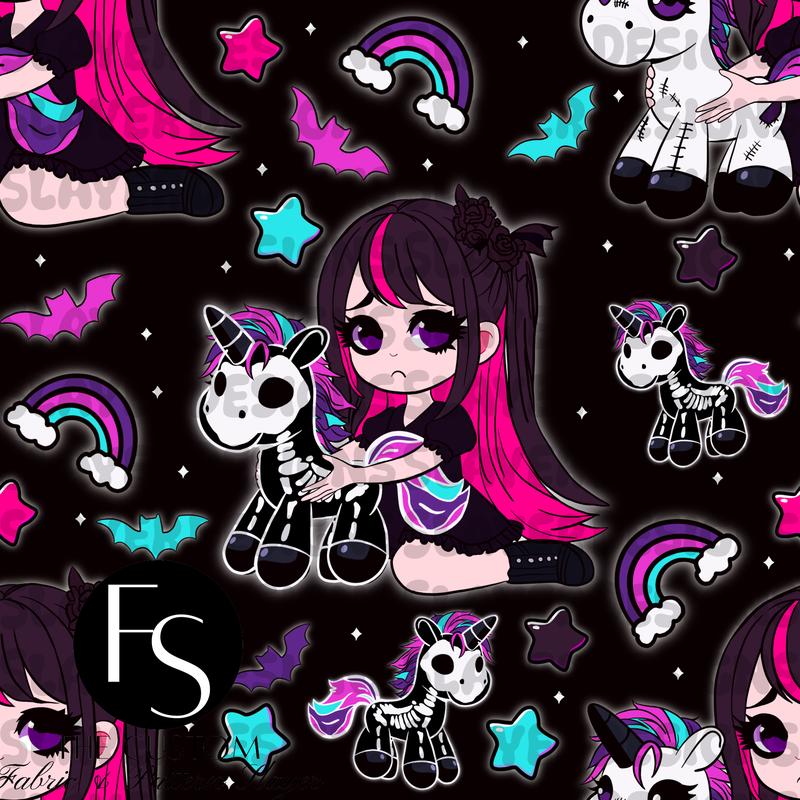 Unicorn Skeleton Sad Goth Girl -  FABRICSLAYER