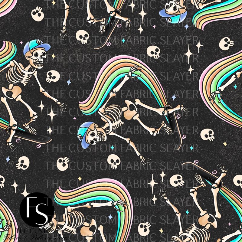 Skateboarding Skeleton - LYSSDOODLES