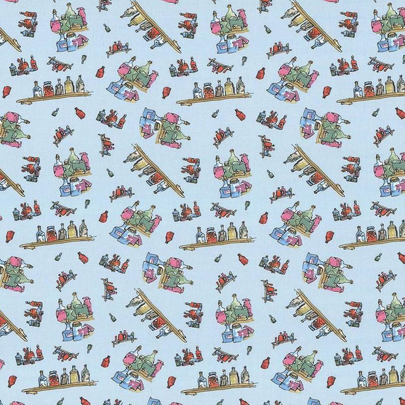 Diddly Bottles Marvelous Blue by Kasmir Fabric