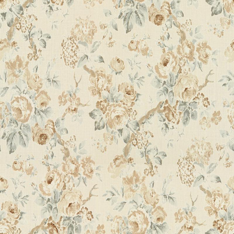 Garden Roses Beige/Aqua by Lee Jofa Fabric
