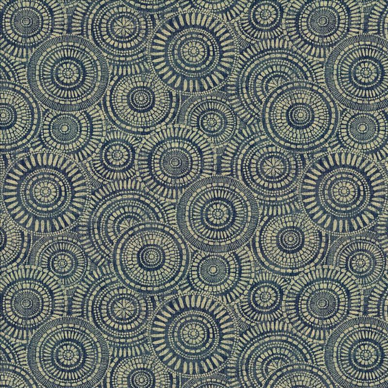 Round We Go Indigo by Kasmir Fabric