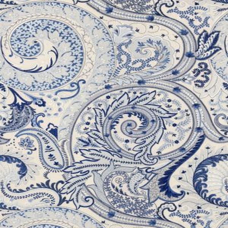 Scalamandre Fabric Malabar Paisley Embroidery Porcelain