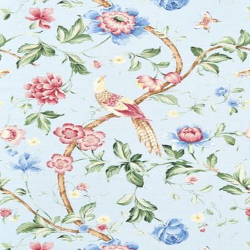 Scalamandre Fabric Orienteaux Rose & Blue On Glacier Blue