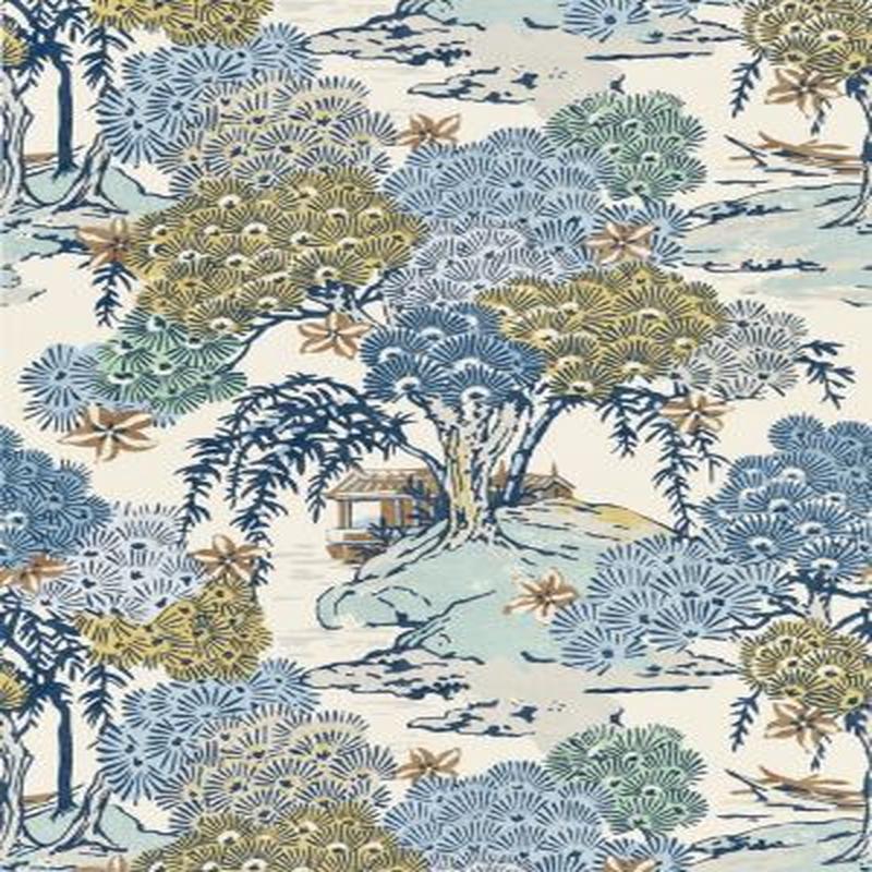 Scalamandre Fabric Sea Of Trees Print Blue Ridge