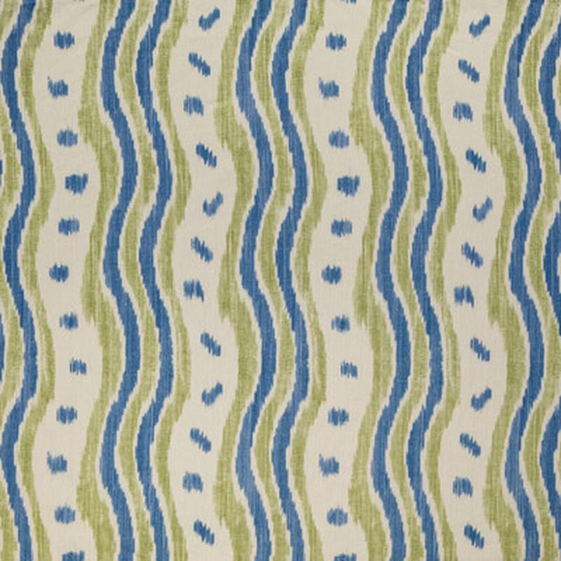 Ikat Stripe Blue/Lime by Lee Jofa Fabric