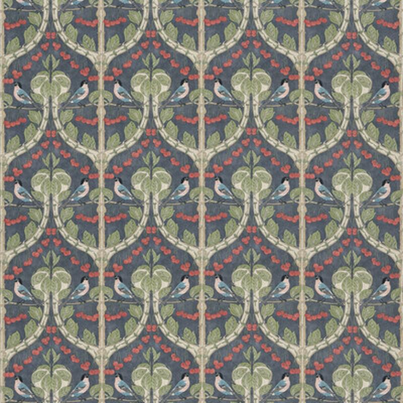 Birds & Cherries Cotton Indigo by G P & J Baker Fabric