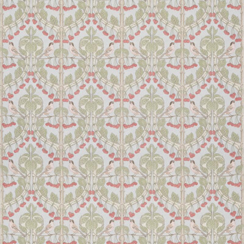 Birds & Cherries Cotton Soft Blue by G P & J Baker Fabric