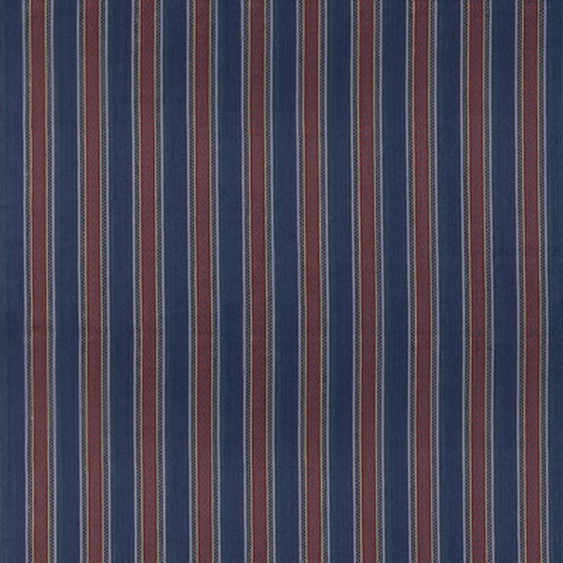 Barrington Stripe Indigo/Red by Mulberry Fabric