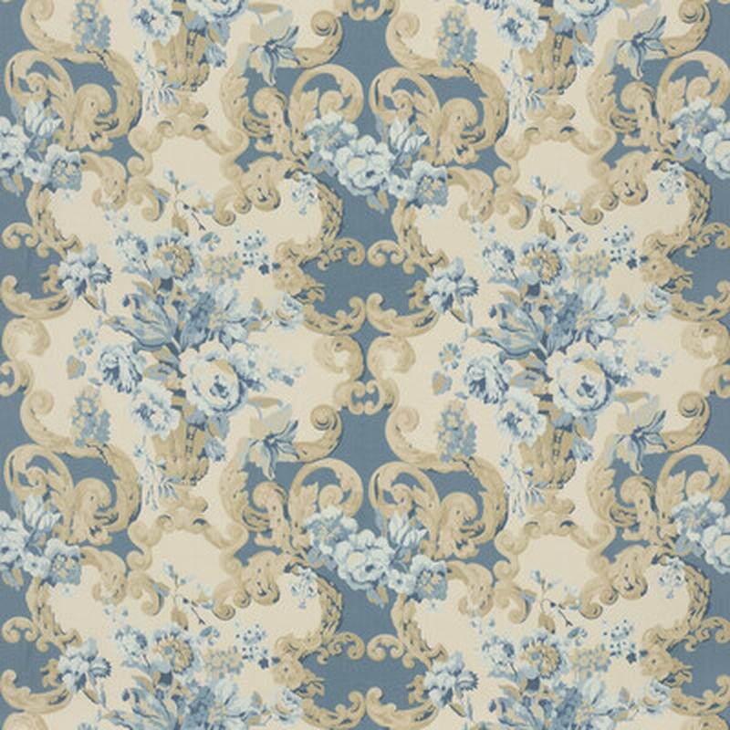 Floral Rococo Blue by Mulberry Fabric