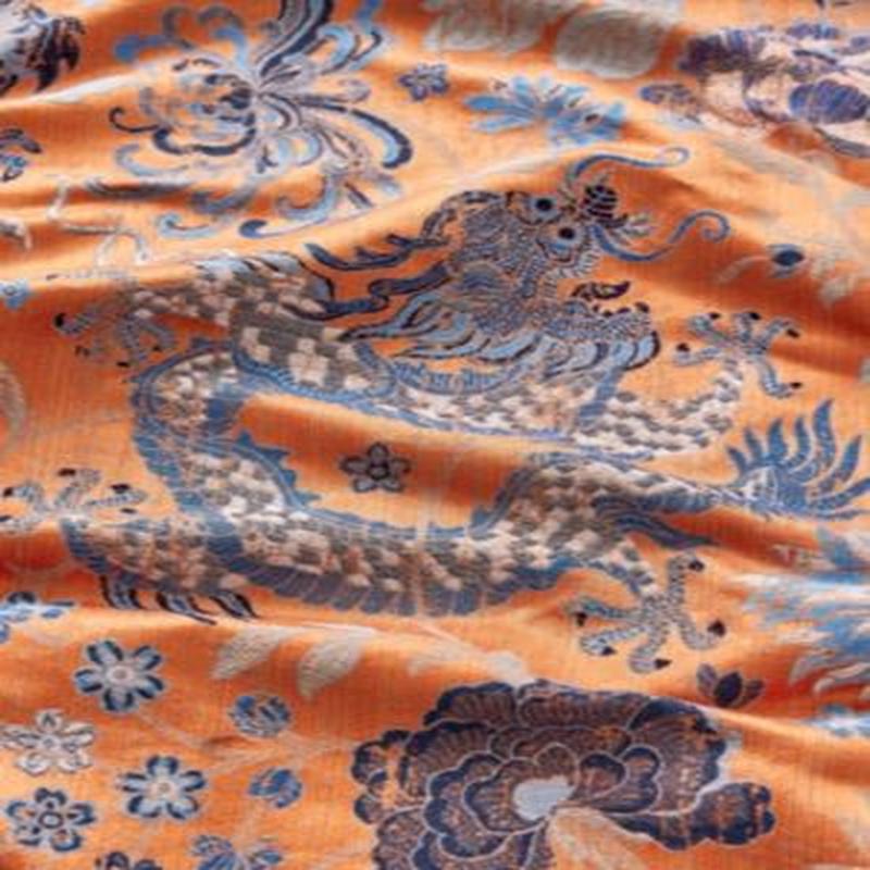 Dragon Tableau Persimmon Blue SC273270004 by Scalamandre Fabric