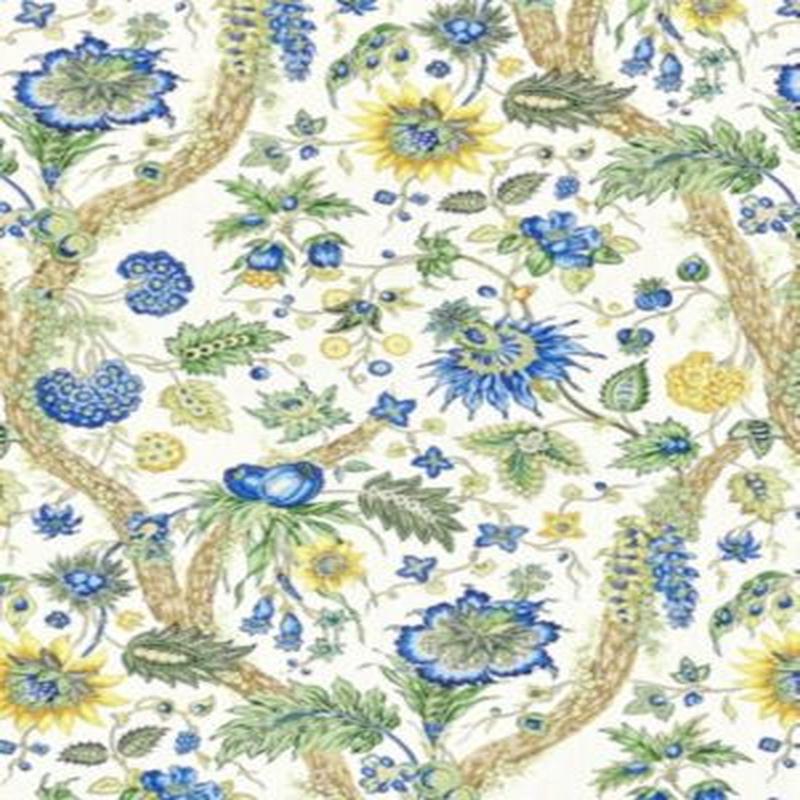 Fleurs Tropicales Blue And Gold SC166470002 by Scalamandre Fabric