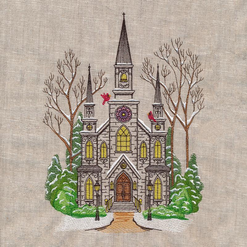 Classic Winter Church Scene