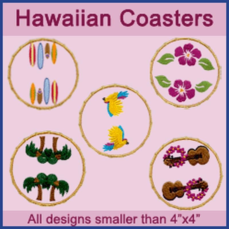 A Hawaiian Coasters Design Pack (In-the-Hoop)