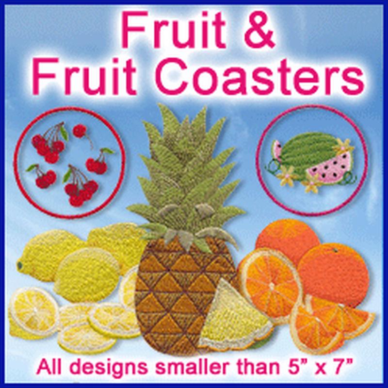 A Fruit & Fruit Coaster Design Pack (In-the-Hoop)