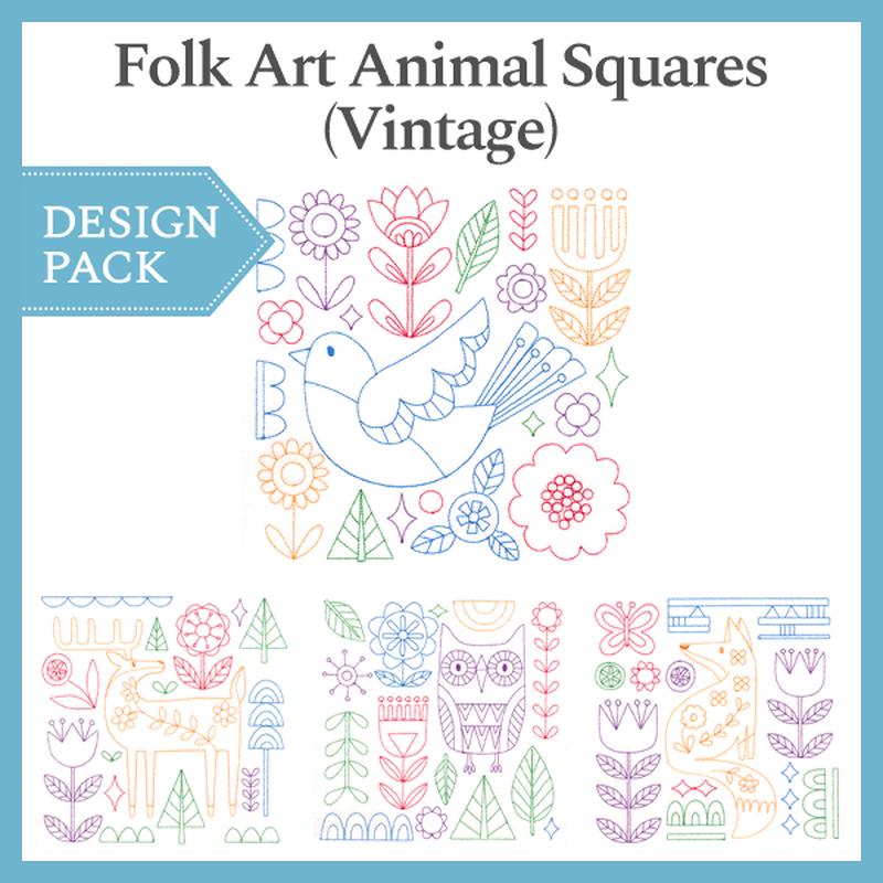 A Folk Art Animal Squares (Vintage) Design Pack