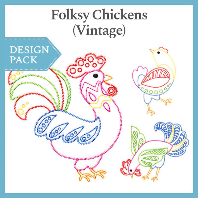 A Folksy Chickens (Vintage) Design Pack
