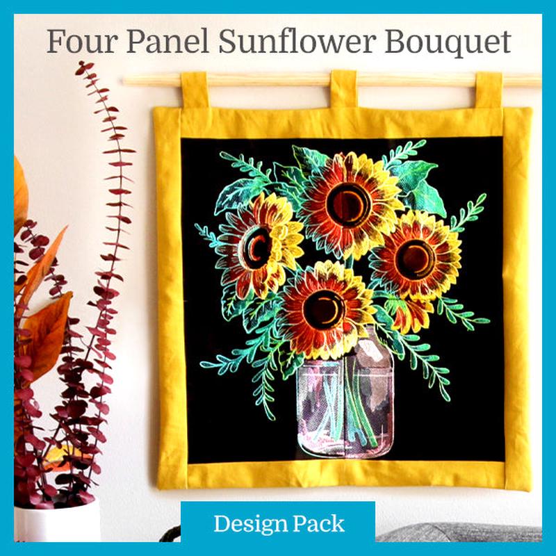A Four Panel Sunflower Bouquet Design Pack